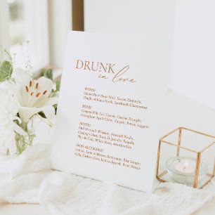 Modern Drunk In Love Wedding Bar Menu Pedestal Sign