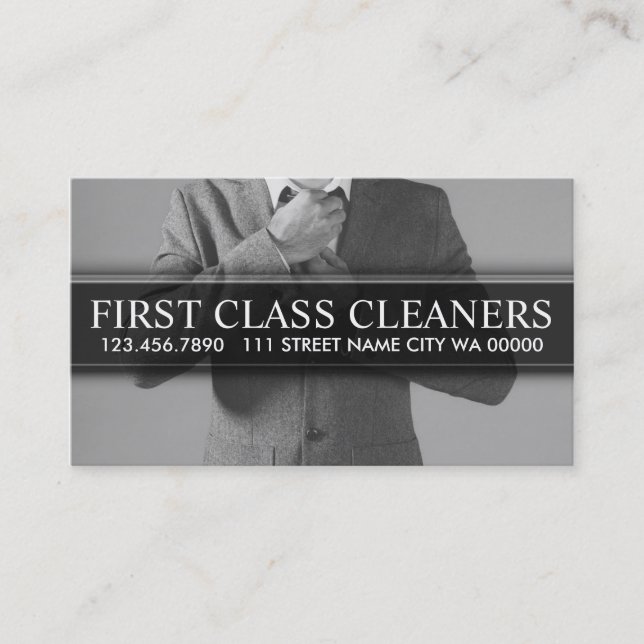 Modern Dry Cleaning Cleaners Business Card (Front)