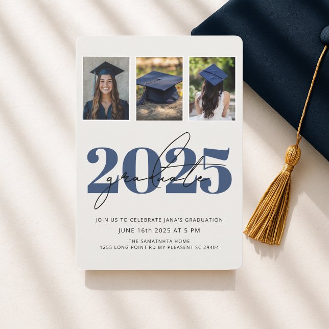 Modern Dual Photo 2025 Graduation  Invitation (Creator Uploaded)