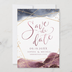 Modern Dusk Watercolor Geometric calligraphy Save The Date
