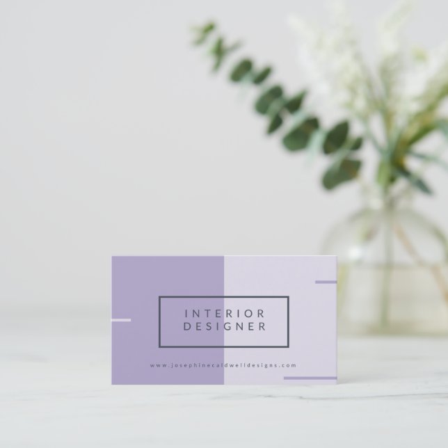 Modern Dusky Mauve and Grey Two Tone Business Card (Standing Front)