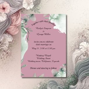 modern dusky pink periwinkle Wedding Invitation