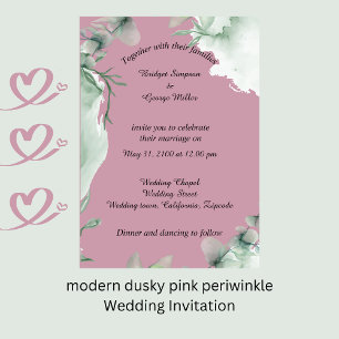 modern dusky pink periwinkle Wedding Invitation