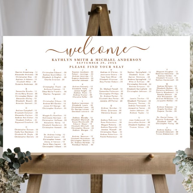 Modern Dusty Beige Wedding Alphabetical Seating Poster (Creator Uploaded)
