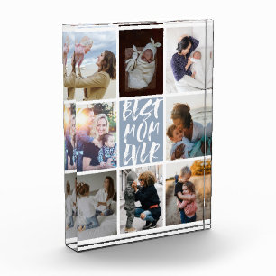 Modern Dusty Blue 8 Photo Collage Best Mum Ever