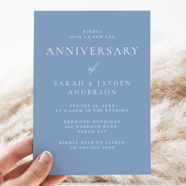 Modern Dusty Blue All Years Wedding Anniversary Invitation (Creator Uploaded)