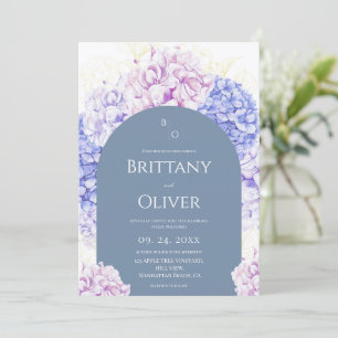 Modern Dusty Blue and White Floral Wedding  Invitation