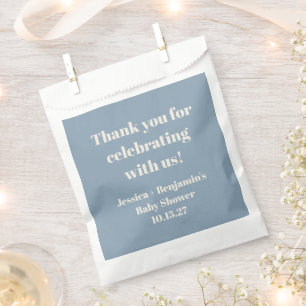 Modern Dusty Blue Baby Shower Custom Thank You Favour Bags
