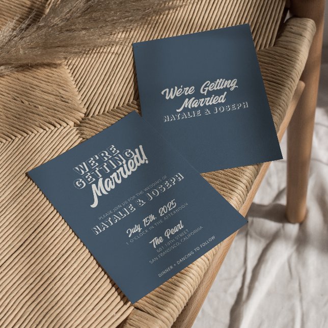 Modern Dusty Blue Bold Whimsical Boho Wedding Invitation (Creator Uploaded)
