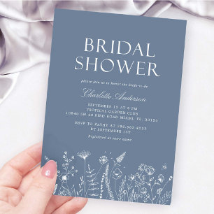 Modern Dusty Blue Bridal Shower  Invitation