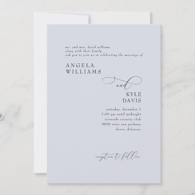 Modern Dusty Blue Bride Parents Wedding Invitation (Front)