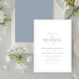 Modern Dusty Blue Calligraphy Wedding Invitation