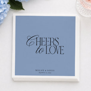 Modern Dusty Blue Cheers to Love Wedding Napkins