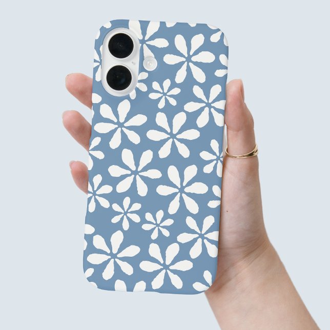 Modern Dusty Blue Chic Girly Floral Flower Pattern Case-Mate iPhone Case (Modern Dusty Blue Chic Girly Floral Flower Pattern Case-Mate iPhone Case)