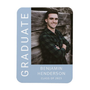Modern Dusty Blue Class Of 2022 Graduation Photo Magnet
