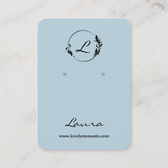 Modern Dusty Blue Earring Display Card (Front)