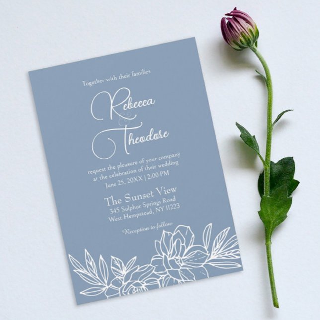 Modern Dusty Blue Elegant Spring Wedding Invitation (
Introducing our simple floral wedding invitation, radiating elegance for your special day.)