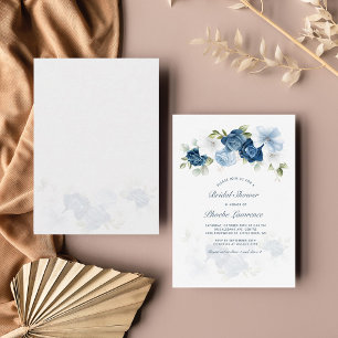 Modern Dusty Blue Floral Bridal Shower Card