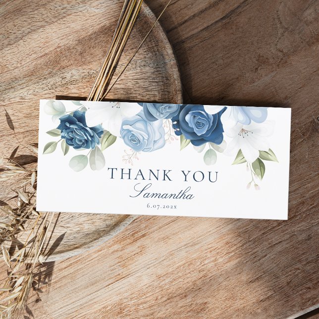 Modern Dusty Blue Floral Bridal Shower Thank You (Modern Dusty Blue Floral Bridal Shower Thank You)