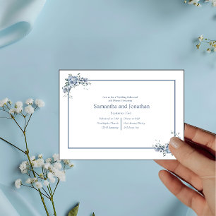 Modern Dusty Blue Floral Wedding Rehearsal  Invitation