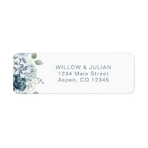 Modern Dusty Blue Floral Wedding Return Address