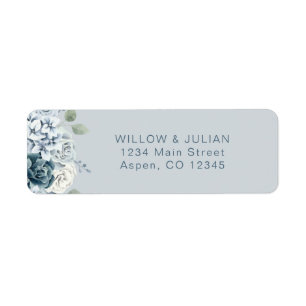 Modern Dusty Blue Floral Wedding Return Address