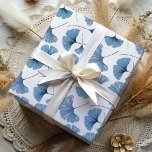 Modern Dusty Blue Ginkgo foliage   Wrapping Paper Sheet<br><div class="desc">Gorgeous dusty blue ginkgo design,  suitable for all gifting occasions. Elegant watercolor artwork has been arranged in an all over multi-directional repeat. Please see other items in this unique collection.</div>