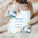 Modern Dusty Blue Greenery Gold Wedding Favour Tag<br><div class="desc">✅ For matching items search 210W in my collections ✅ Add the perfect finishing touch to your wedding favours with this elegant watercolor dusty blue and white floral thank you tag, beautifully accented by a woven gold glitter frame. Soft blue blossoms, creamy white petals, and delicate golden tones combine to...</div>