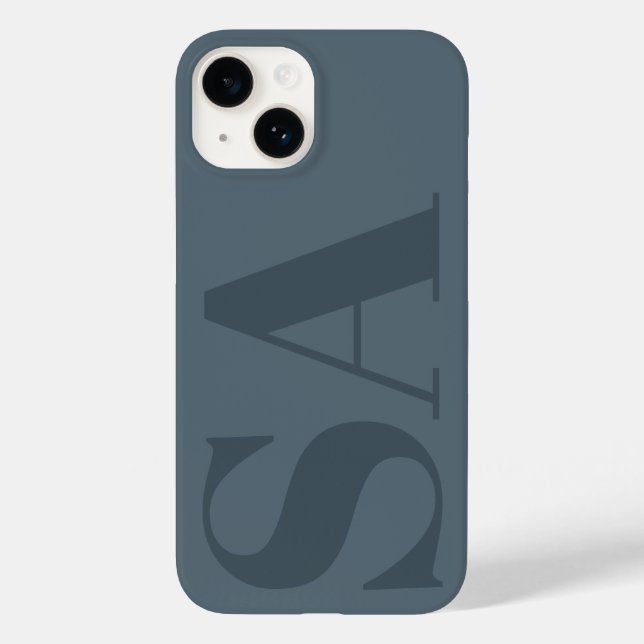 Modern dusty blue initial minimal contemporary Case-Mate iPhone case (Back)