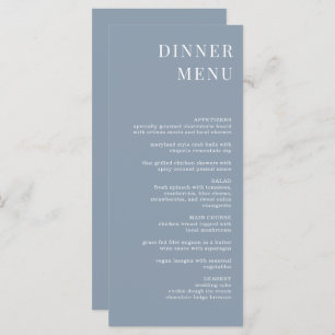 Modern Dusty Blue Minimalist Dinner Menu