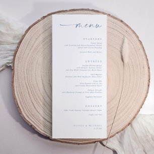 Modern Dusty Blue Minimalist Handwriting Wedding Menu