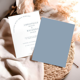 Modern dusty blue minimalist wedding invitation