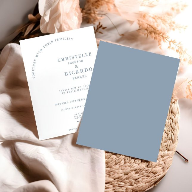Modern dusty blue minimalist wedding invitation (Creator Uploaded)