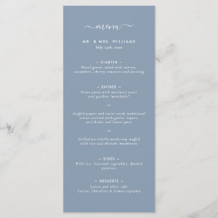 Modern Dusty Blue Minimalist Wedding Menu