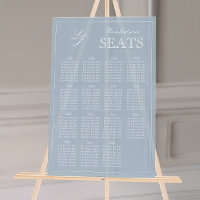 Modern Dusty Blue Monogram Script Wedding Seat