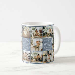 Modern Dusty Blue Multi Photo Collage Keepsake Coffee Mug