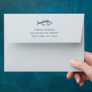 Modern Dusty Blue Nautical Return Address Envelope