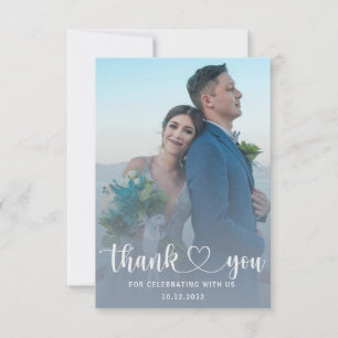 Modern Dusty Blue & Photo Thank you Wedding