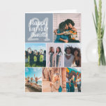 Modern dusty blue  photos collage grid 21 birthday card<br><div class="desc">Cool modern dusty blue photos collage grid 21 birthday ,  add 8 of your friends favourite photo with a modern and cool elegant script font typography. Add your message inside.</div>