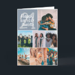 Modern dusty blue  photos collage grid 21 birthday card<br><div class="desc">Cool modern dusty blue photos collage grid 21 birthday ,  add 8 of your friends favourite photo with a modern and cool elegant script font typography. Add your message inside.</div>