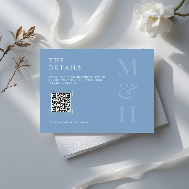 Modern Dusty Blue QR Code Wedding Online RSVP Card (Creator Uploaded)