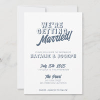 Modern Dusty Blue Retro Bold Funky Wedding
