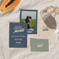 Modern Dusty Blue Retro Bold Funky Wedding