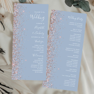 Modern Dusty Blue Rose Gold Glitter Wedding