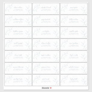 Modern Dusty Blue Script Botanical Guest Address