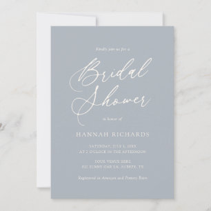 Modern Dusty Blue Script Bridal Shower Invitation