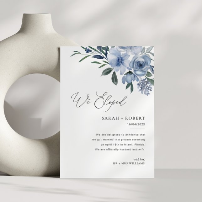 Modern dusty blue script wedding announcement (Creator Uploaded)