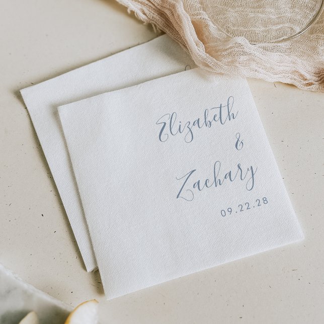 Modern Dusty Blue Script Wedding Napkin (Creator Uploaded)
