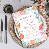 Modern Dusty Blue Sea Shell Beach Rehearsal Dinner