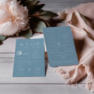 Modern Dusty Blue Spring Wedding Program Programme